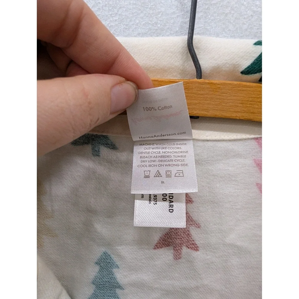 Hanna Andersson Holiday Flannel Pajama Top Festive Forest Ecru Christmas Tree- L